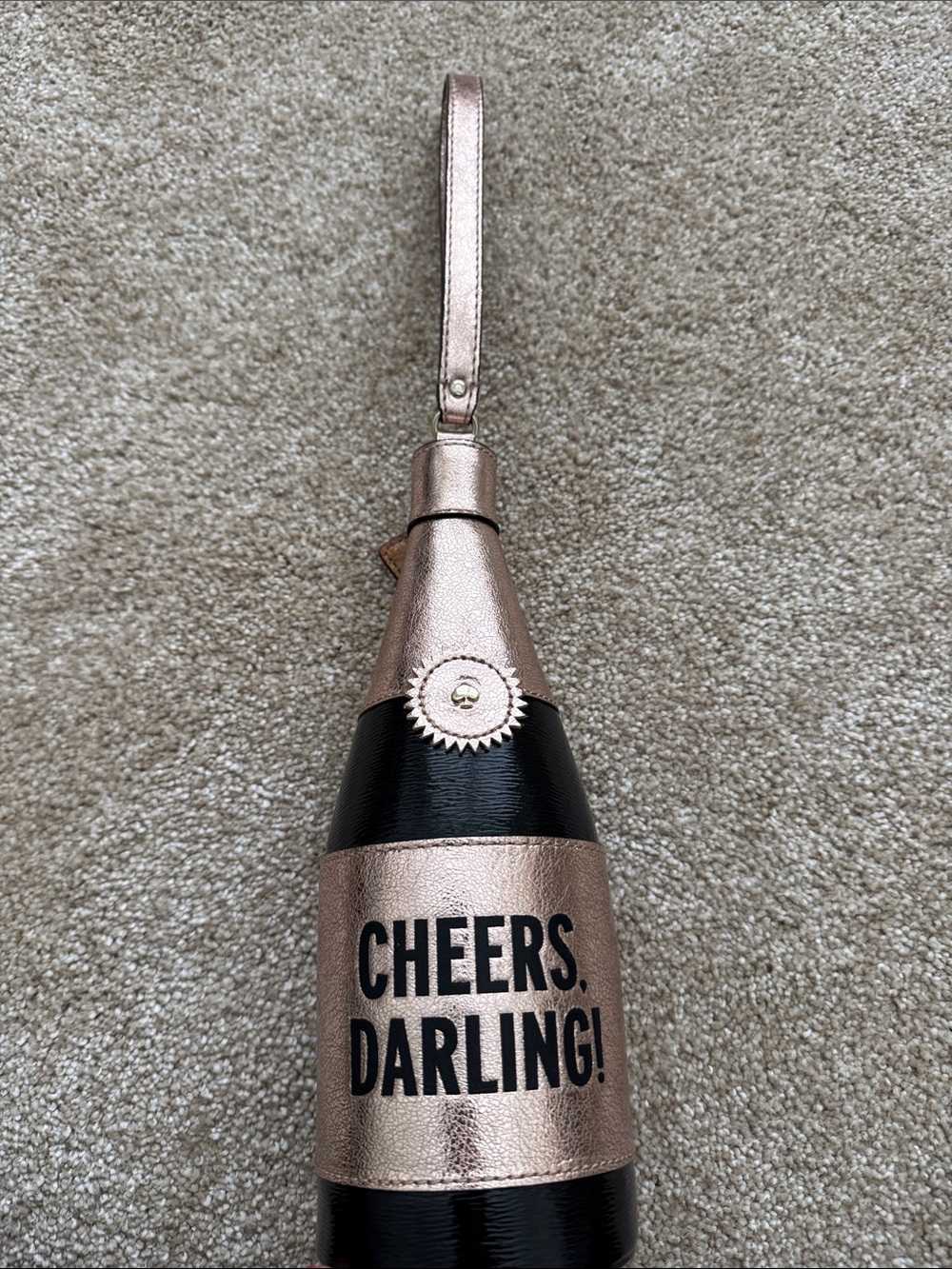 kate spade Rose Gold & Black Bottle-Shaped Wristlet